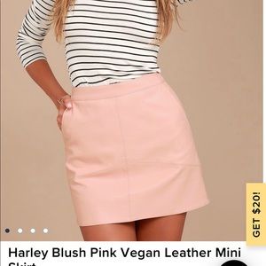 Pink Vegan Leather mini skirt